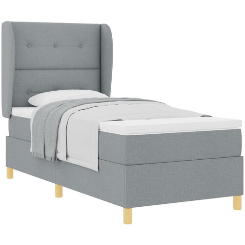 VidaXL Box Spring postelja z vzmetnico - Svetlo siva, 90x200 cm, Tkanina Slike