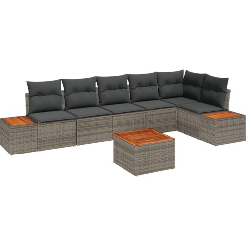 vidaXL set od 7 vrtnih sofa s jastucima siva poliratan akacija Cijene