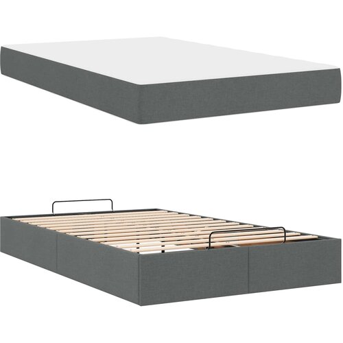  Okvir kreveta s madracem 2 kom. Siva nijansa tkanina Zagasitosiva 120 x 200 cm Slike