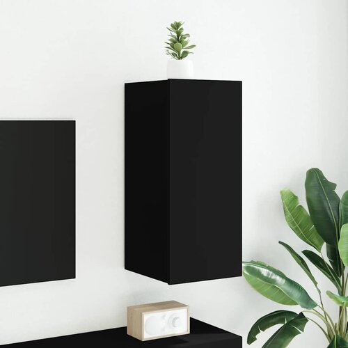  Zidni TV ormarić s LED svjetlima crni 30,5 x 35 x 70 cm Slike