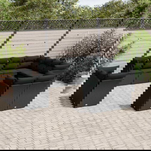 vidaXL 11-dijelni set vrtnih sofa od poliratana s jastucima crni Cijene