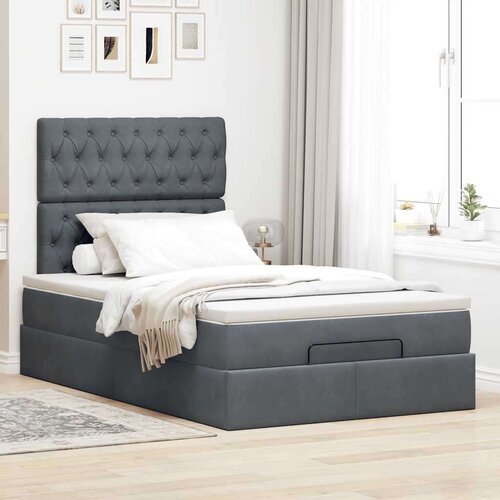 VidaXL Okvir za krevet s madracima tamnosivi 120x190 cm bar&amp;scaron;unasti Slike