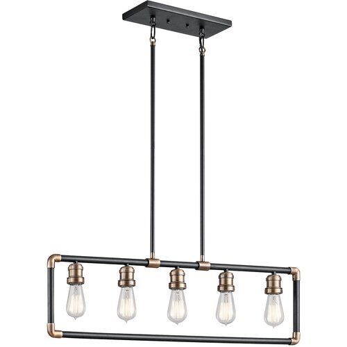 Elstead Lighting Elstead Imahn Stropni lestenec s 5 lučmi, viseča svetilka, črna, naravna medenina, E27, (22098371) Cene