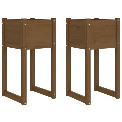 Maison Chic Visoka greda - Greda - Cvetlični Lonec 2 kosa medeno rjava 40x40x81 cm trdna borovina, (21790294) Cene