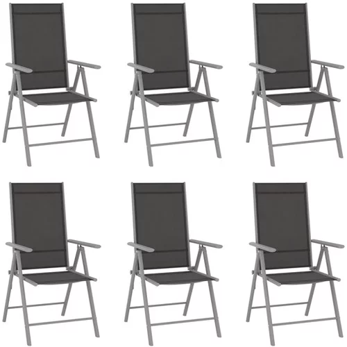  Zložljivi vrtni stoli 6 kosov tekstil črni