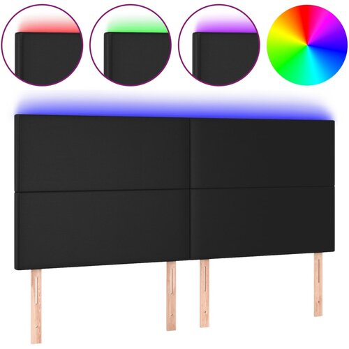  LED uzglavlje crno 200x5x118/128 cm od umjetne kože Slike