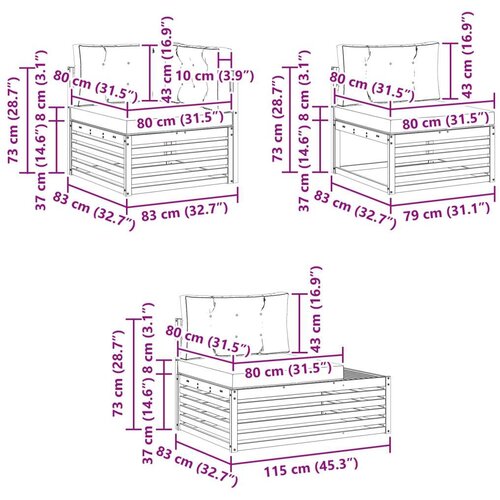  Set vanjskih sofa s jastukom 19 Komad Prirodna i svijetlo siva Slike