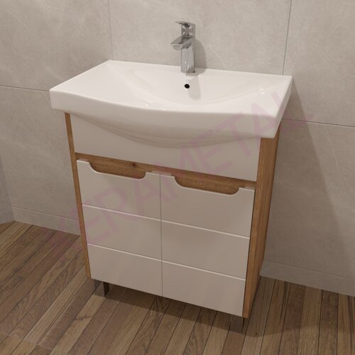 Kerametal klasik wood KN-65 ormarić sa umivaonikom Slike