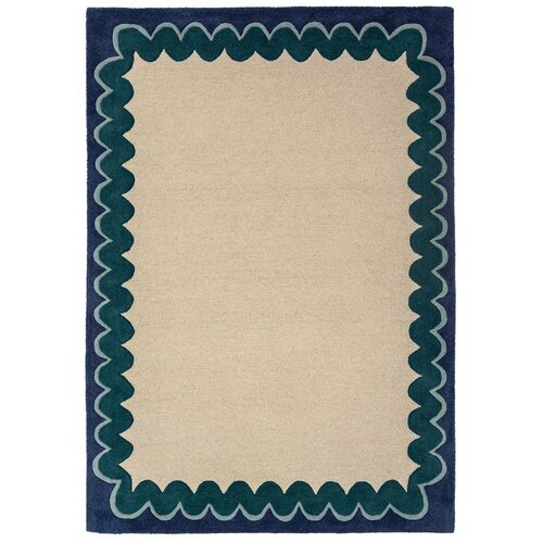 Flair Rugs Ročno tkana volnena preproga v naravni barvi/zelenomodra 140x200 cm Wiggle Wool &amp;ndash; Slike