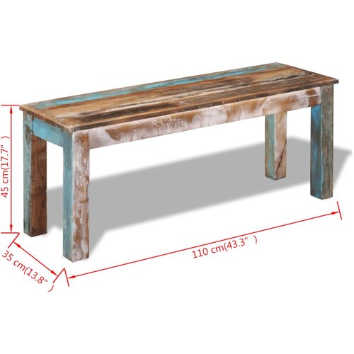  Klupa od masivnog obnovljenog drva 110 x 35 x 45 cm Slike