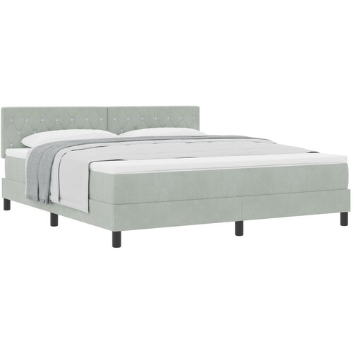 vidaXL Box Spring Krevet s Madracem Svjetlosiva Super King Baršun Cene