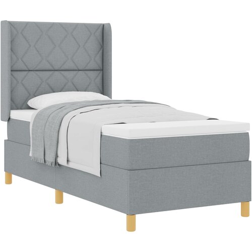 VidaXL Box Spring Krevet s Madracem Svjetlosiva 100x200 cm Tkanina Slike