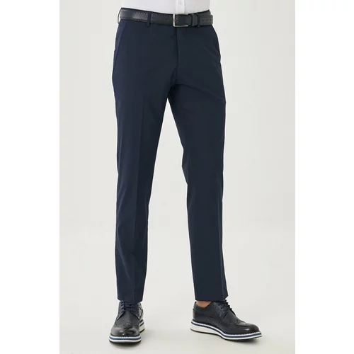 ALTINYILDIZ CLASSICS Men's Navy Blue Regular Fit, Normal Cut, Flexible Trousers with Side Pockets.