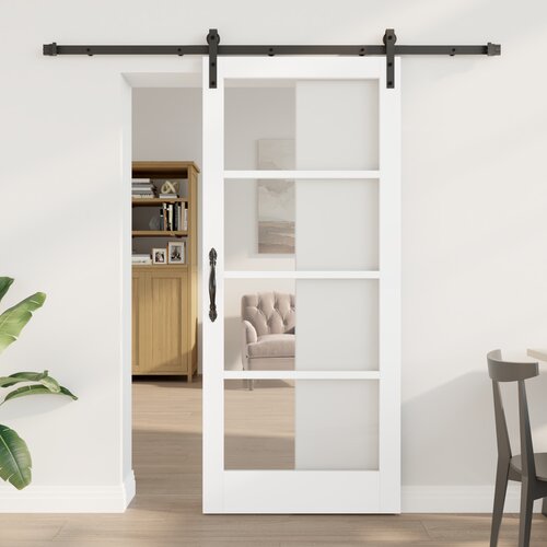 VidaXL Drsna vrata z opremo &amp;#039;ORKDAL&amp;#039;Bela trda les in steklo, Notranja vrata z steklom &amp;#039;ORKDAL&amp;#039;Bela 86x198.5x4 cm Slike