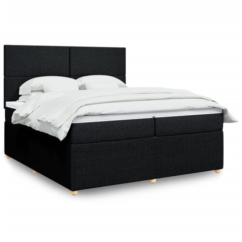 vidaXL Box spring postelja z vzmetnico črn 200x200 cm blago Cene