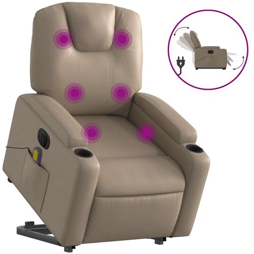 Maison Chic Električni masažni stol - Relax naslanjač s funkcijo vstajanja kapučino um. usnje, (22062261) Cene