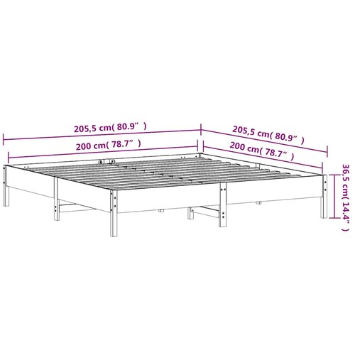  Okvir kreveta bez madraca vo&amp;scaron;tano smeđi 200x200 cm od borovine Slike