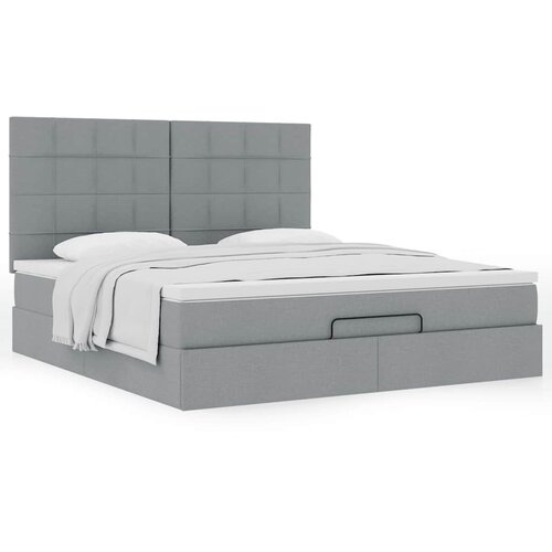 VidaXL Okvir kreveta s madraca svijetlosivi 160x200cm od tkanine Slike