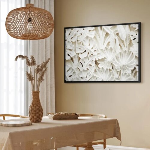  Slika - Ceramic Leaves (1 Part) Wide 60x40 U crnom drvenom okviru Slike