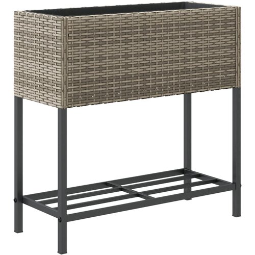  Vrtne sadilice s policom 2 kom sive 70 x 28 x 70 cm poliratan Slike