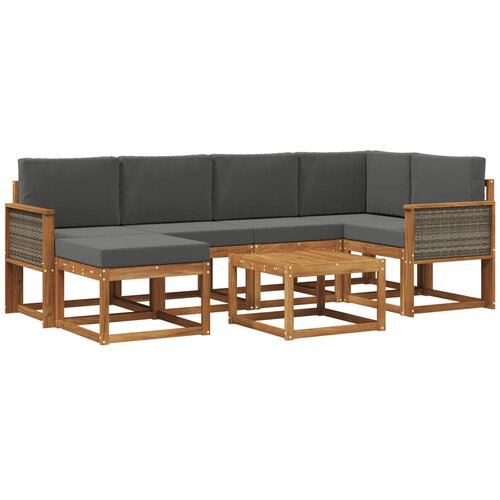 vidaXL Zunanja garnitura za sedenje 7 pcs Naravna in antracitna, (5000281760) Cene