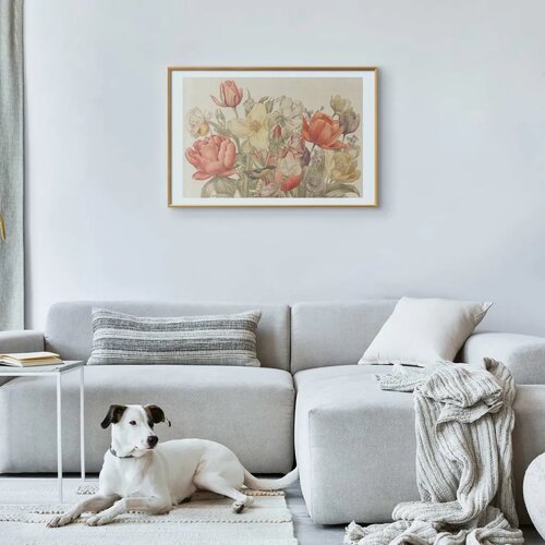  Plakat Flower Bouquet on a Cream Background 90x60 Zlatni okvir s margom Slike