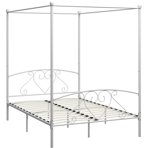 Okvir za krevet s nadstre&amp;scaron;nicom bijeli metalni 160 x 200 cm Slike