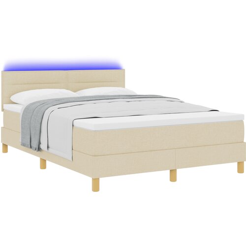 VidaXL postelja z vzmetnicami in LED kremna 160x200 cm tkanina, (22083891) Slike