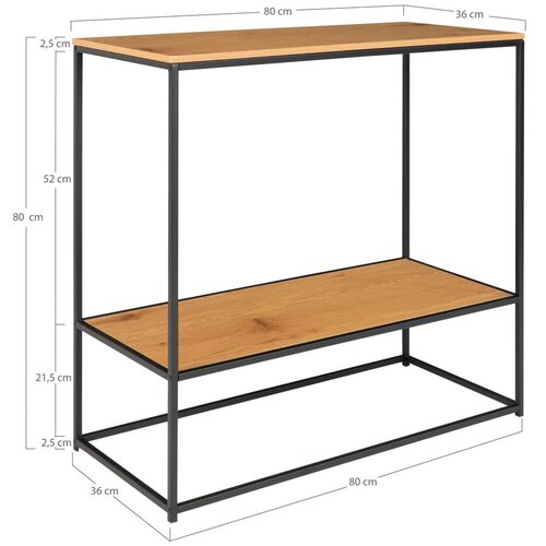 House Nordic Stranska mizica z mizno ploščo v hrastovem dekorju v naravni barvi 80x36 cm Vita – Cene