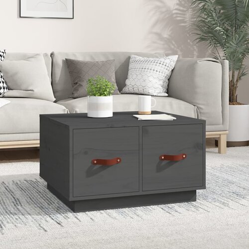 VidaXL Klubska mizica siva 60x53x35 cm trdna borovina Slike