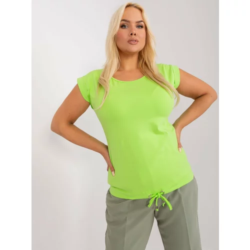 Fashion Hunters Light green women's plus size blouse with drawstring