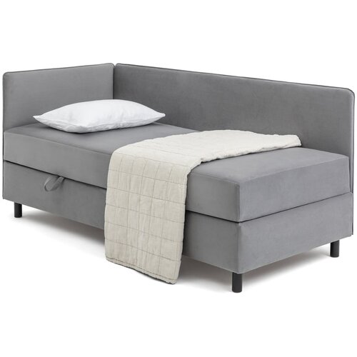 Bonami Selection Sivi tapecirani krevet s prostorom za odlaganje s madracem 90x200 cm Avela – Cijene