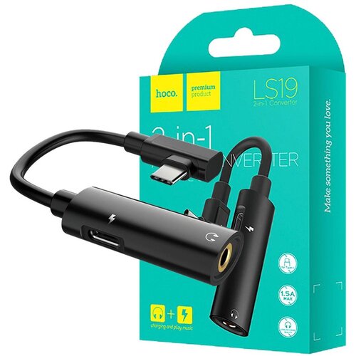 Hoco Adapter za slušalice 2in1, USB type C na type C / 3.5 mm - LS19 Type-C to 3.5 mm, Crni Cijene