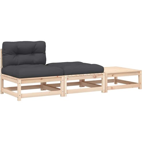  Vrtna sofa bez naslona za ruke s jastucima i tabureima Smeđa Slike
