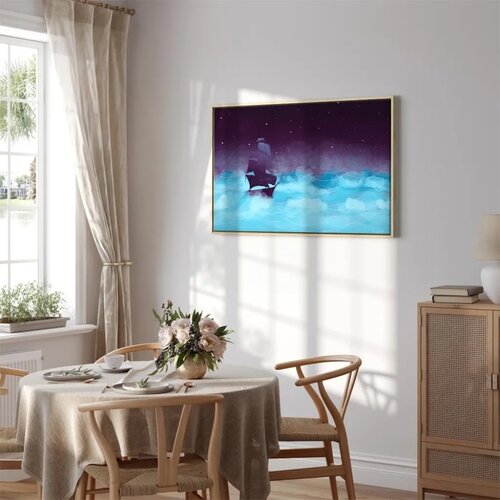  Slika - Night Waves (1 Part) Wide - Third Variant 120x80 U prirodnom drvenom okviru Slike