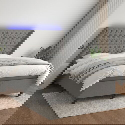 The Living Store Box spring postelja z vzmetnico LED temno siva 140x190 cm blago - Box Spring Postelja, (21518106) Cene