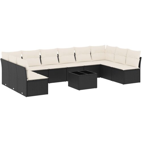 vidaXL 11-dijelni set vrtnih sofa od poliratana s jastucima crni Cijene
