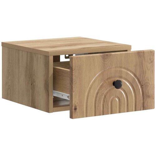  Noćni ormarić za montažu na zid s ladicama 2 pcs Hrast artisan Slike