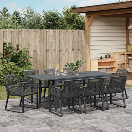  Vrtni set za objed 9 kom. poliratan 180 x 80 x 74 cm Slike