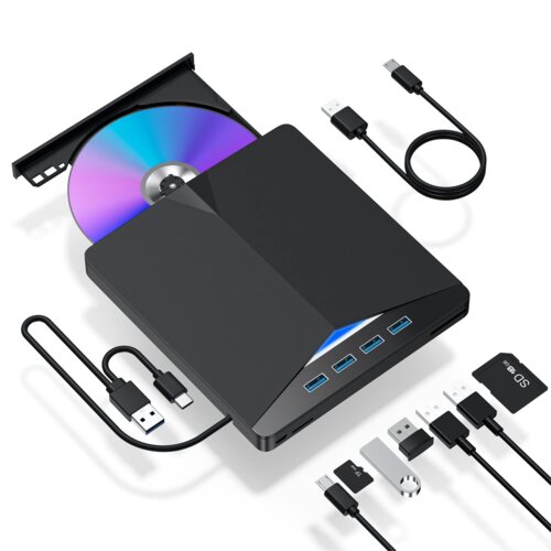 Venisymlis 7-v-1 USB3.0 zapisovalnik DVD-jev - zunanji pogon Type-C (črn), (22105242) Cene