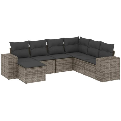 Maison Chic Seti vrtnega pohištva - Vrtna garnitura - Vrtni pohištvo set 7-delna z blazinami siv poli ratan, (21802026) Cene