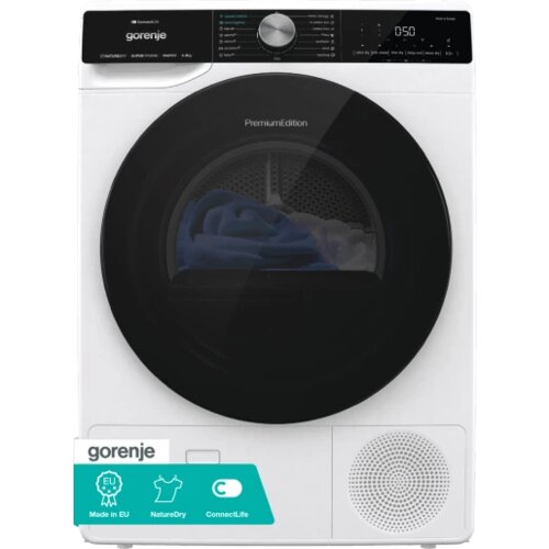  Mašine za sušenje veša Gorenje Kondenzaciona mašina sa toplotnom pumpom Enrazred A+++ Senzorsko upravljanje NatureDry Odložen kraj WiFiConnectLife Inox bubanj Osvetljenje bubnja Kapacitet do 9 kg DNS 93 Cene