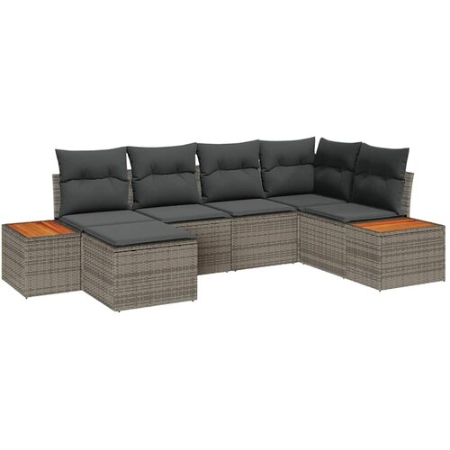 vidaXL Vrtna sedežna garnitura z blazino 6 pcs Siva Poliratan, (5000133487) Cene