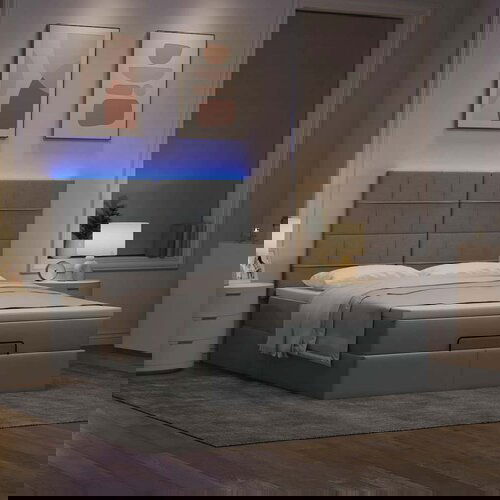vidaXL Otomanski krevet s madracem&LED svijetlosivi 140x190 cm tkanine Cijene