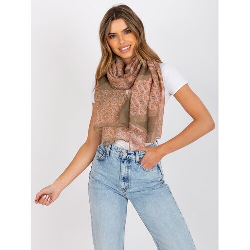 Fashion Hunters Beige and pink viscose scarf with a print Slike