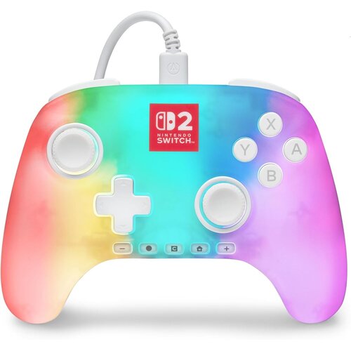  PowerA Advantage Lumectra žični igralni plo&amp;scaron;ček bele barve z RGB osvetlitvijo za Nintendo Switch 2 Slike