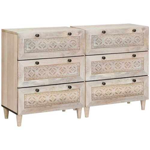 vidaXL Strani šal 2 pcs Bela 60 x 33 x 75 cm trden mangov les Cene