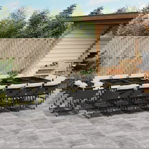 VidaXL 15-dijelni vrtni blagovaonski set s jastucima poliratan crni Slike