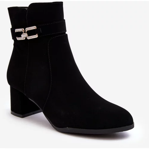 Kesi Women's low-heeled ankle boots with decoration Black Numissa