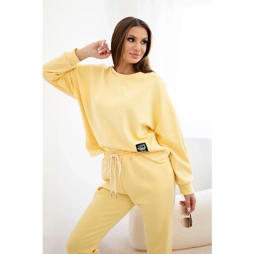 Kesi Włoski Buttery fabric set sweatshirt + pants yellow Slike
